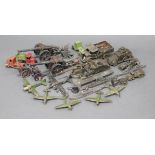 Fourteen various scale model military vehicles; six various scale model airplane models; & four