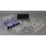 A set of six Edinburgh cut-glass wines; a set of six Stuart cut-glass tumblers, each set boxed; &