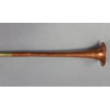 A copper & brass coaching horn, 38½” long.