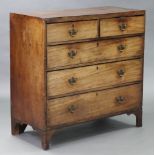 A George III mahogany chest, fitted two short & three long graduated drawers with ebonised