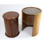 An art deco style cylindrical occasional table fitted two circular plate glass shelves 17½” diam.