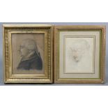 Two 19th century head & shoulder portrait studies (pastel), 9½” x 7¾”; & an oil painting on canvas