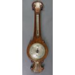 A Victorian banjo barometer in figured walnut case, the 17½” diam. silvered dial inscribed: “BRAHAM,