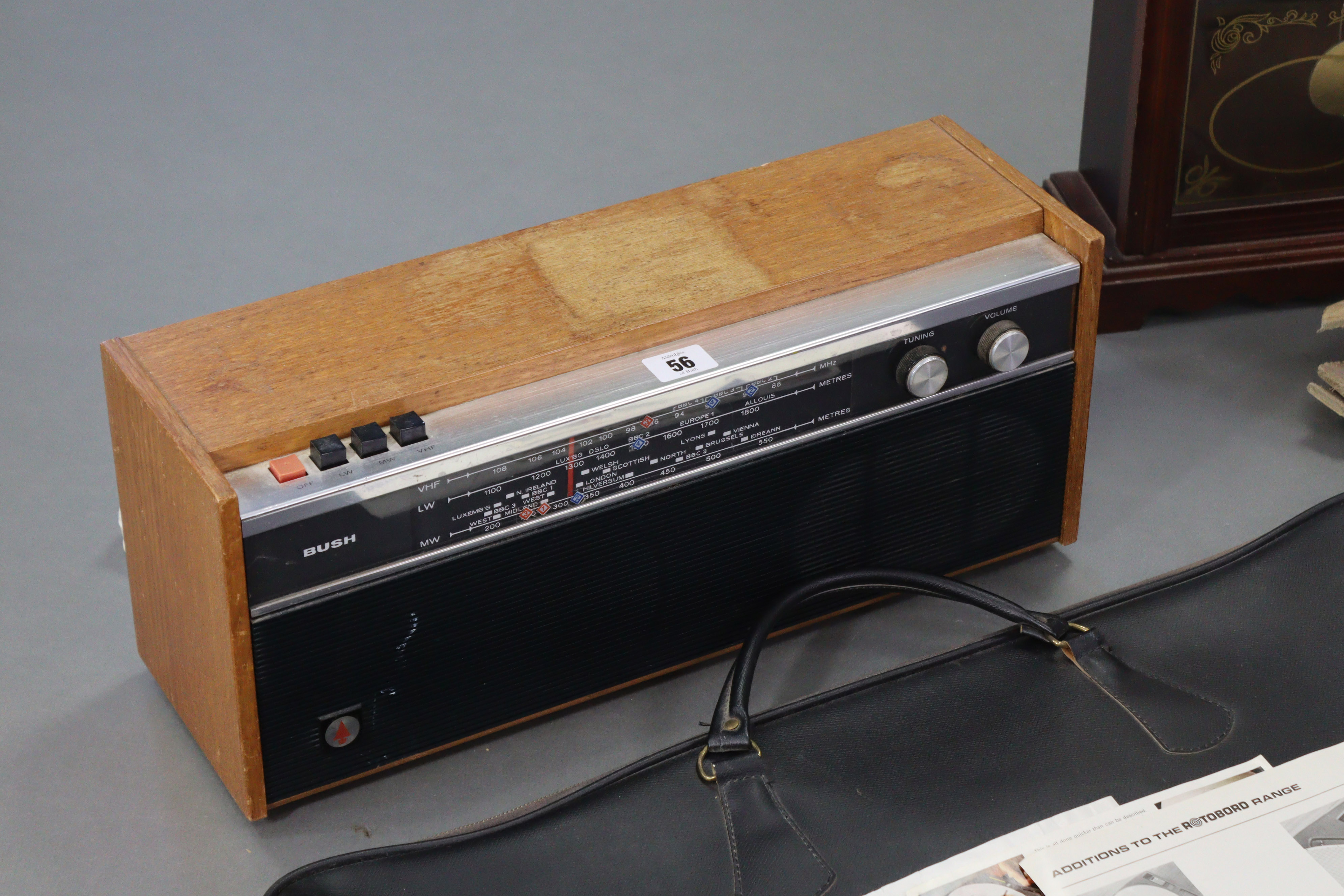 A “Rotobord” with case; together with a Bush radio (Type VHF 101); a mantel clock; a leather - Image 4 of 7