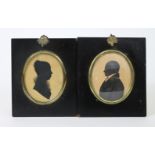 A 19th century miniature oval silhouette female portrait study titled to reverse “Elizabeth Nelson”;