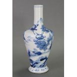 A Chinese blue & white porcelain vase of tapered mallet form with narrow cylindrical neck, painted
