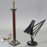 A Herbert Terry & Sons of Redditch anglepoise desk lamp; together with a table lamp base.