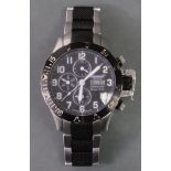 An Ingersoll Bison No. 12 Automatic gent’s stainless steel bracelet watch, the black circular dial