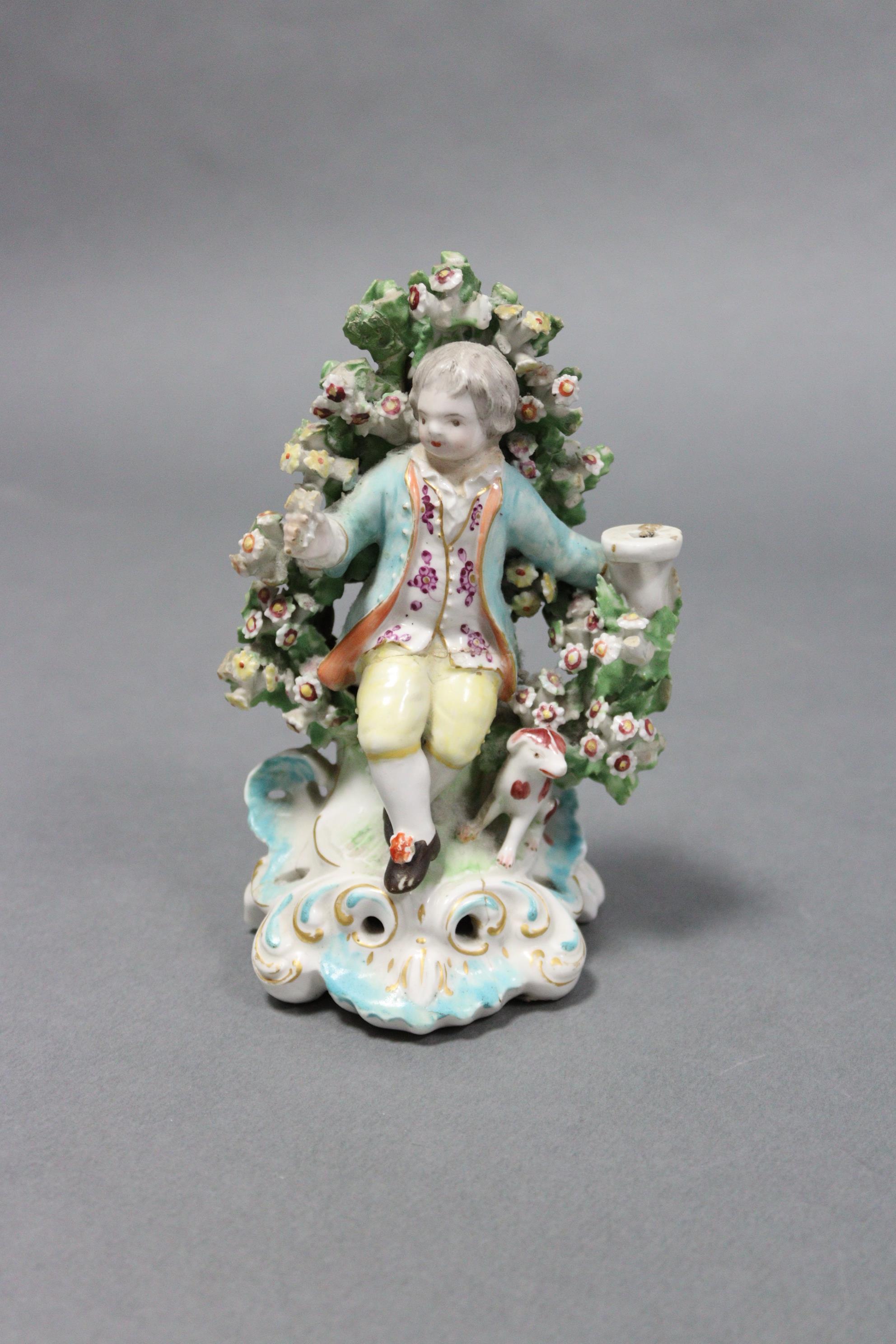 A Bloor Derby porcelain model of a peacock on floral-encrusted mound base with gilt scroll border, - Image 5 of 6