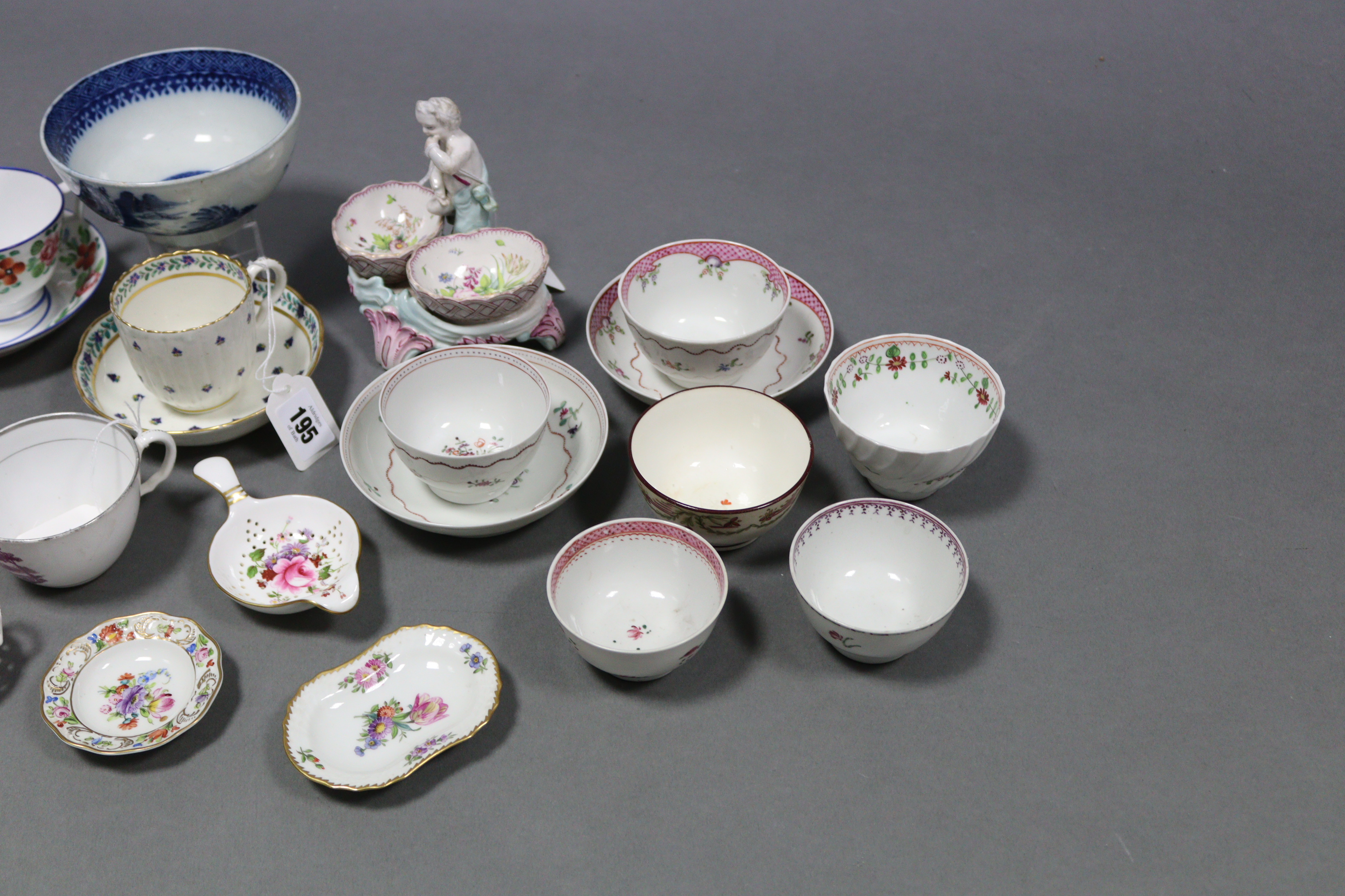 A late 18th century English porcelain fluted coffee cup & saucer; two ditto teabowls & saucers; four - Image 2 of 5