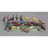 Twenty-three various painted lead animal & soldier figures.