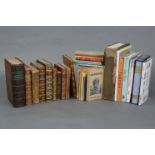 Various decorative prints; & various books, including leather bindings.