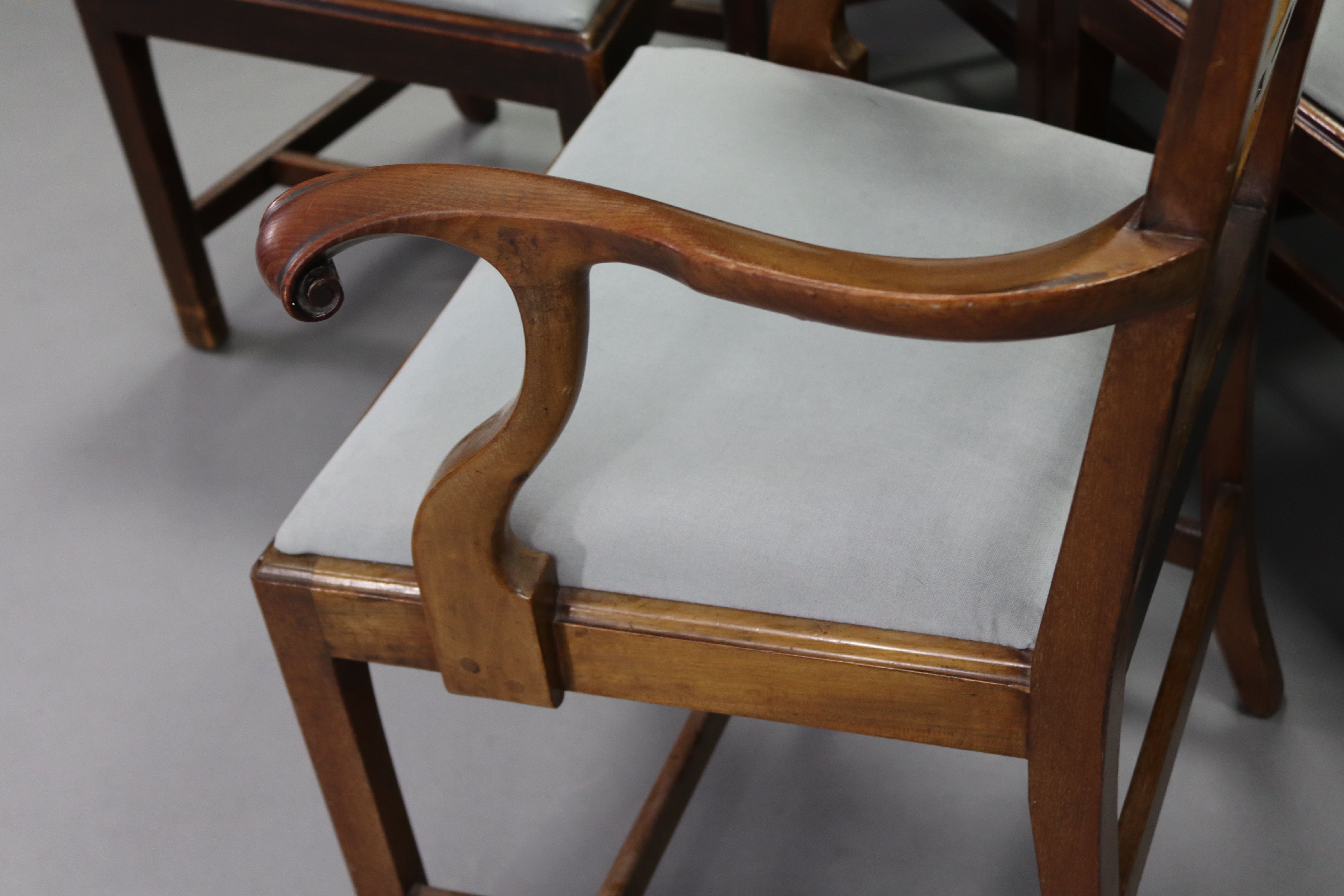 A set of six 18th century-style mahogany dining chairs, including an elbow chair, each with - Image 3 of 3