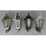 Four matching outdoor electric wall lanterns, 20½” high x 8½” wide.