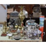 Various items of platedware, metalware, brass, etc.