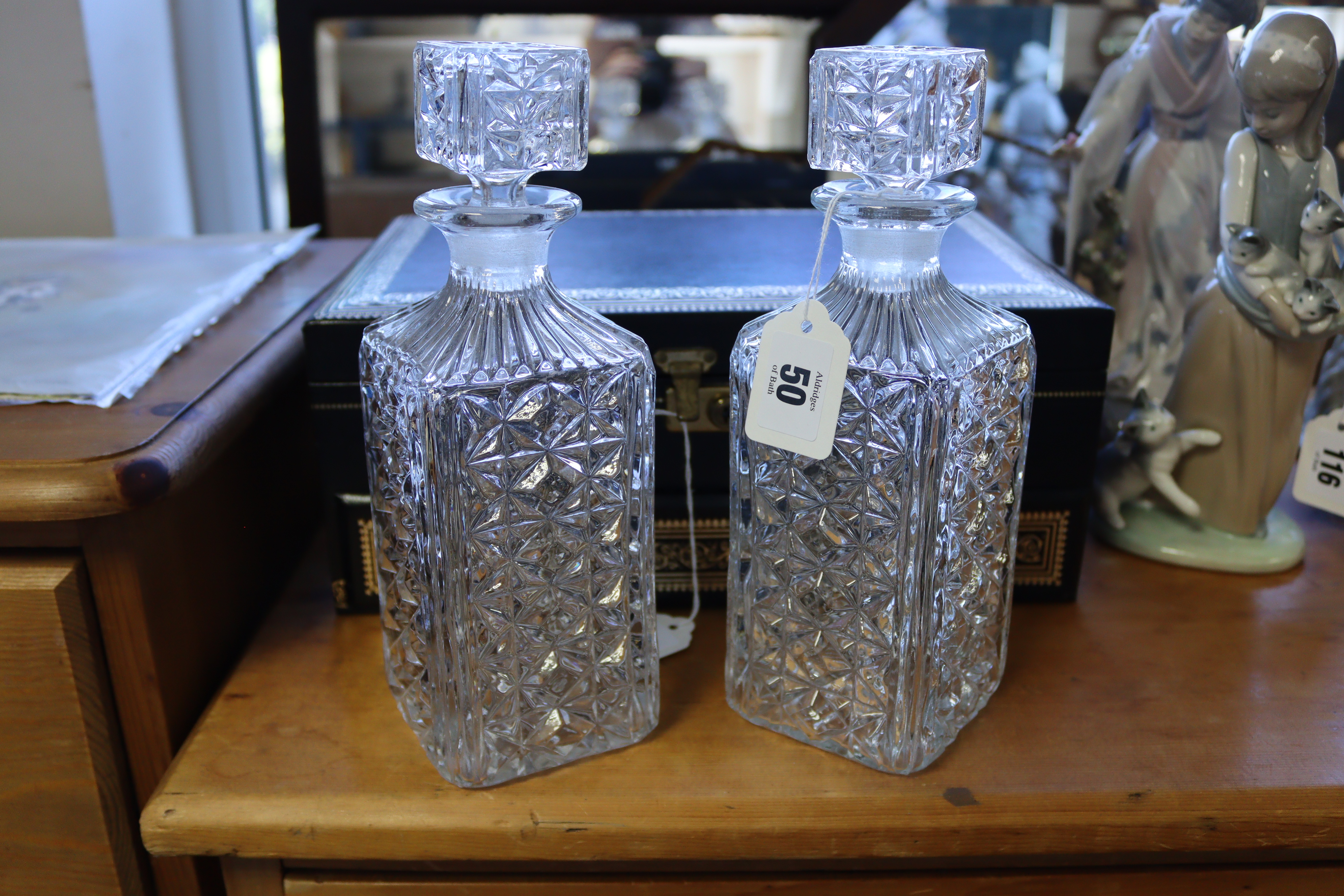 A pair of square glass decanters, 9½” high; together with various other items of decorative - Image 4 of 6