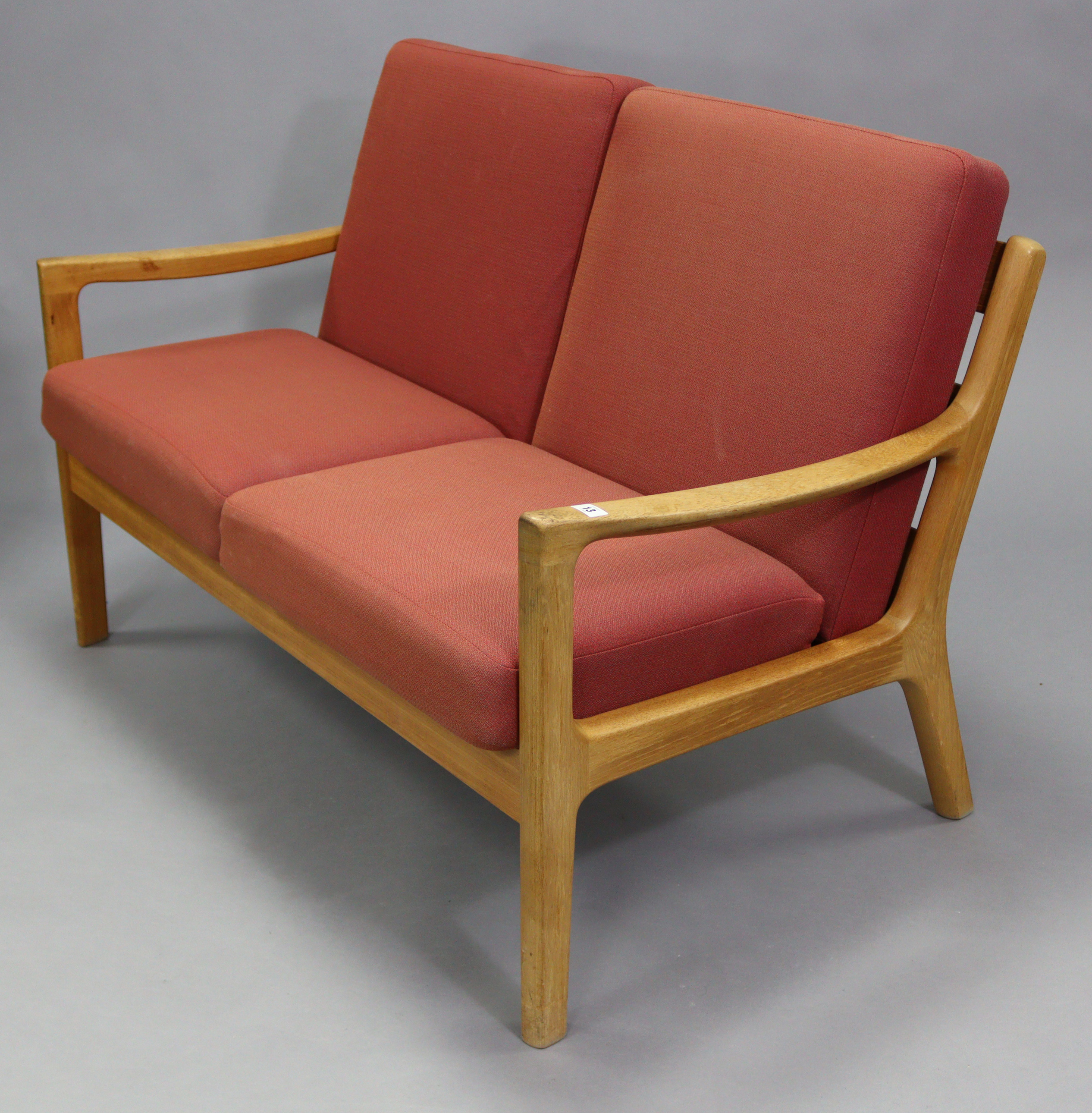 A Danish teak two seater settee by P. Joppensen Furniture, with removable seat cushions; 49½” wide x - Image 3 of 6