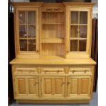 A “SMALLBONE” light ash kitchen cabinet, the top section fitted two shelves to either side, enclosed