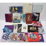 Thirty five G. B. commemorative coin sets, crowns, etc., in presentation packs; six plastic