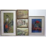 Three watercolour paintings – rural scenes, signed F. G. Trott, all 10” x 14”; together with six