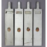 Four early-mid 20th century spectators hand-held periscope viewing devices, each silver-painted &