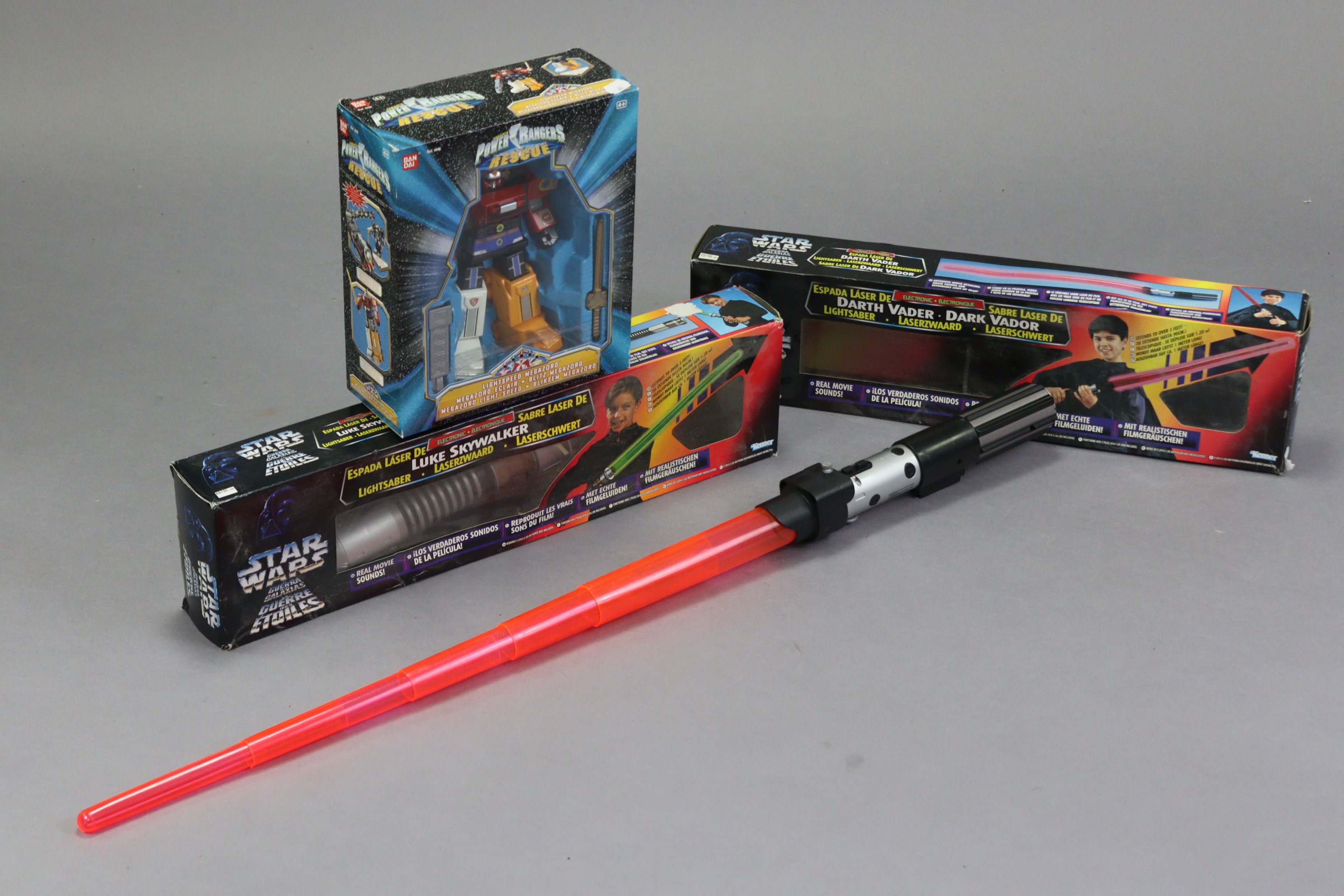 Two Kenner “STAR WARS” light sabre toys, LUKE SKYWALKER & DARTH VADER, together with a BANDAI