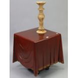 A mid-late 20th century occasional table with simulated-mahogany fibre glass top in the form of a