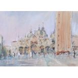 JOHN LINFIELD, R.W.S., N.E.A.C. (b. 1930). “San Marco and the Campinale”. Signed in pencil lower