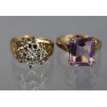 An amethyst ring, the rectangular stone measuring approx. 12mm x 10mm set to a 9ct. gold shank,