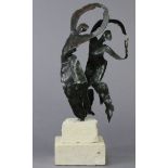 CAROLINE WATERLOW (Bath, Contemporary). A steel sculpture titled “Duet”, mounted on stone plinth
