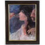 RICHARD SORRELL (b. 1948). Titled “Drinking & Smoking”. Signed & dated 1993; Oil on board: 14½” x