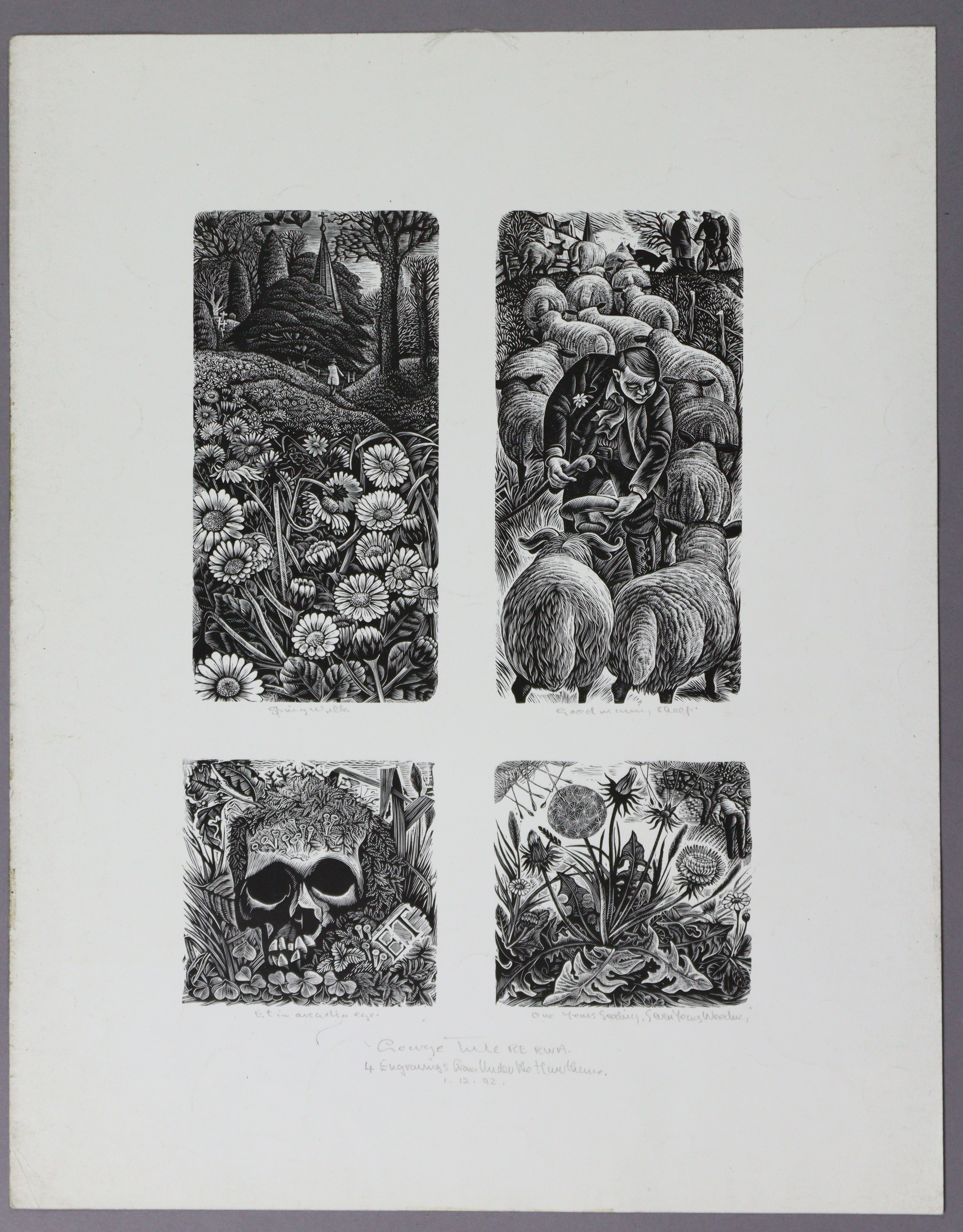 GEORGE TUTE, R.E., R.W.A. (b. 1933). Four wood engravings from “Under The Hawthorn”, titled “ - Image 4 of 4