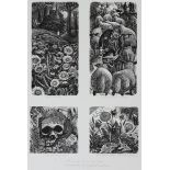 GEORGE TUTE, R.E., R.W.A. (b. 1933). Four wood engravings from “Under The Hawthorn”, titled “