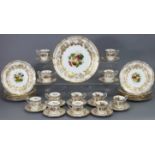 A Spode porcelain “Golden Valley” pattern coffee service decorated with coloured centres of fruit