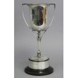 A George V silver two-handled trophy cup with engraved inscription: “Naval Construction Department