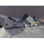 PETER BARTON (1921-2010). “Shieldaig Village”. Signed & dated ’86 lower right & inscribed verso; Oil