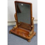 A 19th century mahogany rectangular swing toilet glass inset bevelled plate, with scroll supports, &