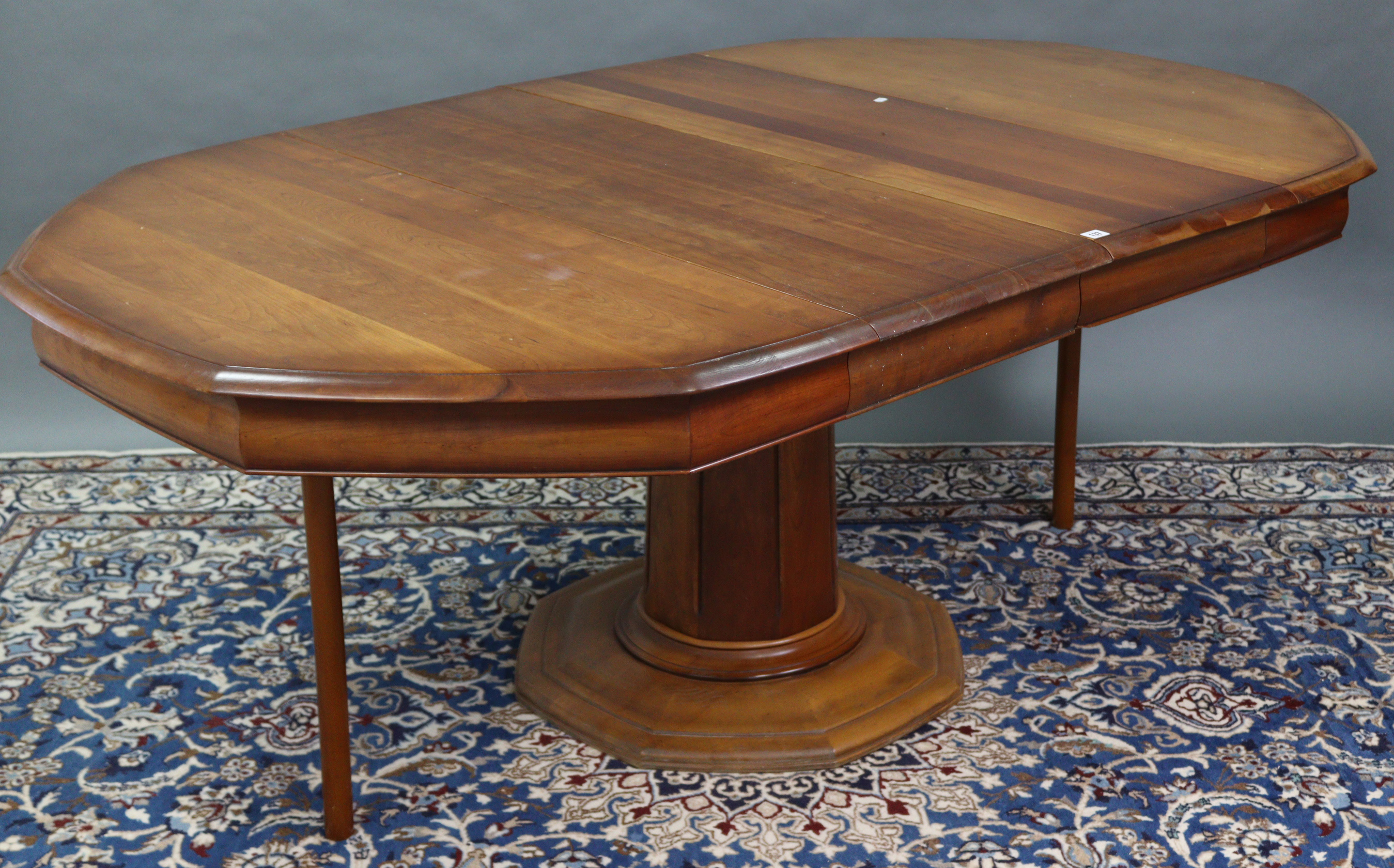 An “ESIGENCE” (Made in France) cherry wood octagonal extending dining table with two additional - Image 3 of 4