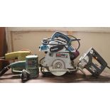 Twelve various power tools, most w.o.