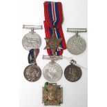 Two WWII War Medals; a ditto Defence Medal; Italy Star – all un-named; & three commemorative