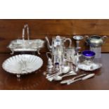 A Walker & Hall silver plated three-piece tea service of oval tapered form; a silver plated