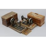 A Bradbury hand sewing machine; & a Jones hand sewing machine, each with case.