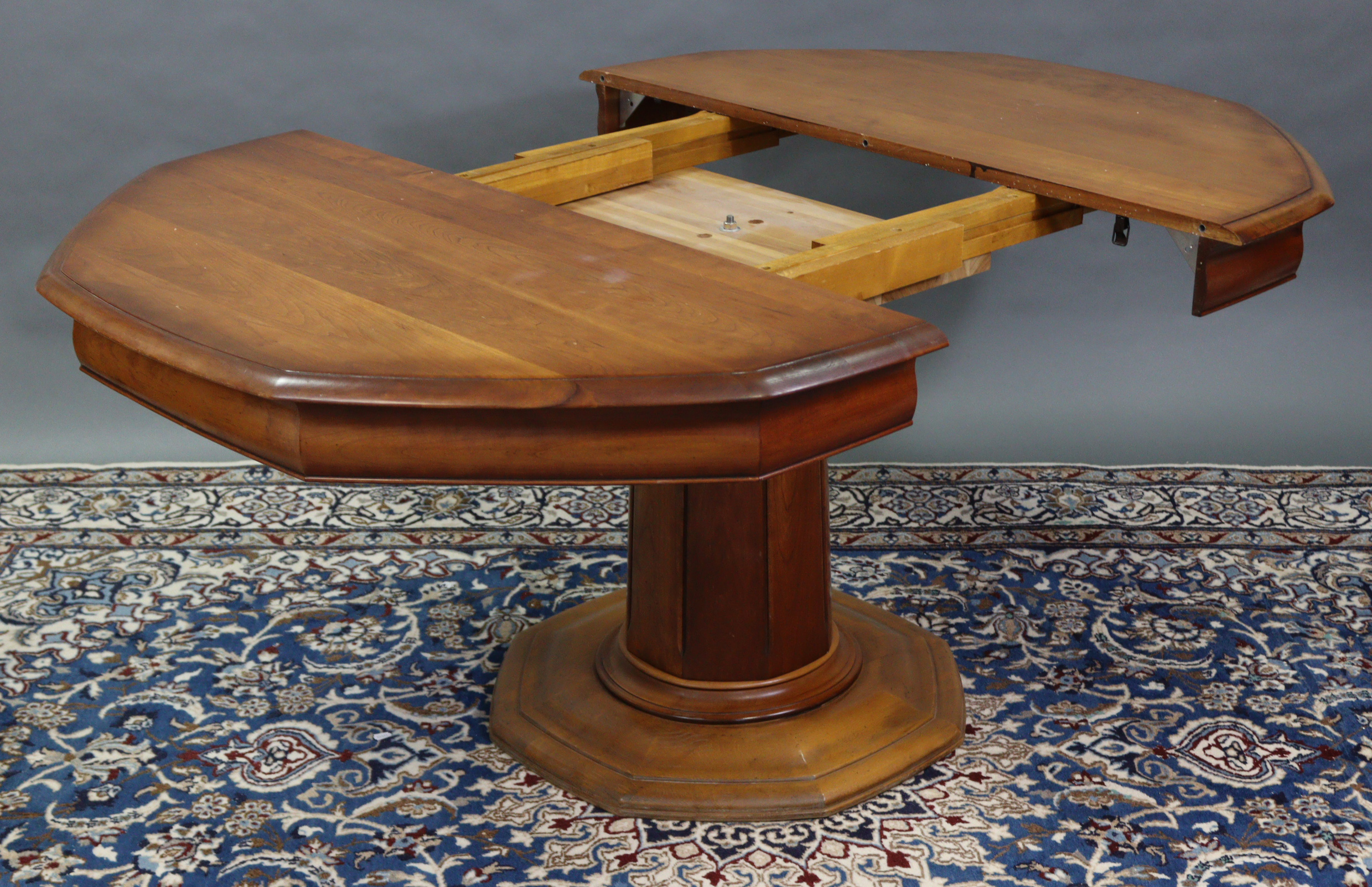 An “ESIGENCE” (Made in France) cherry wood octagonal extending dining table with two additional - Image 2 of 4