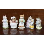 Five Beswick Beatrix Potter character figures “Ginger”, “Miss Moppet”, “Mrs Tiggy Winkle”, “