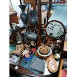 Various items of treen ware, metalware, etc.