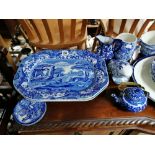 A pair of Copeland blue & white “Spode’s Italian” pattern rectangular serving plates, 14½” x 10¼”;