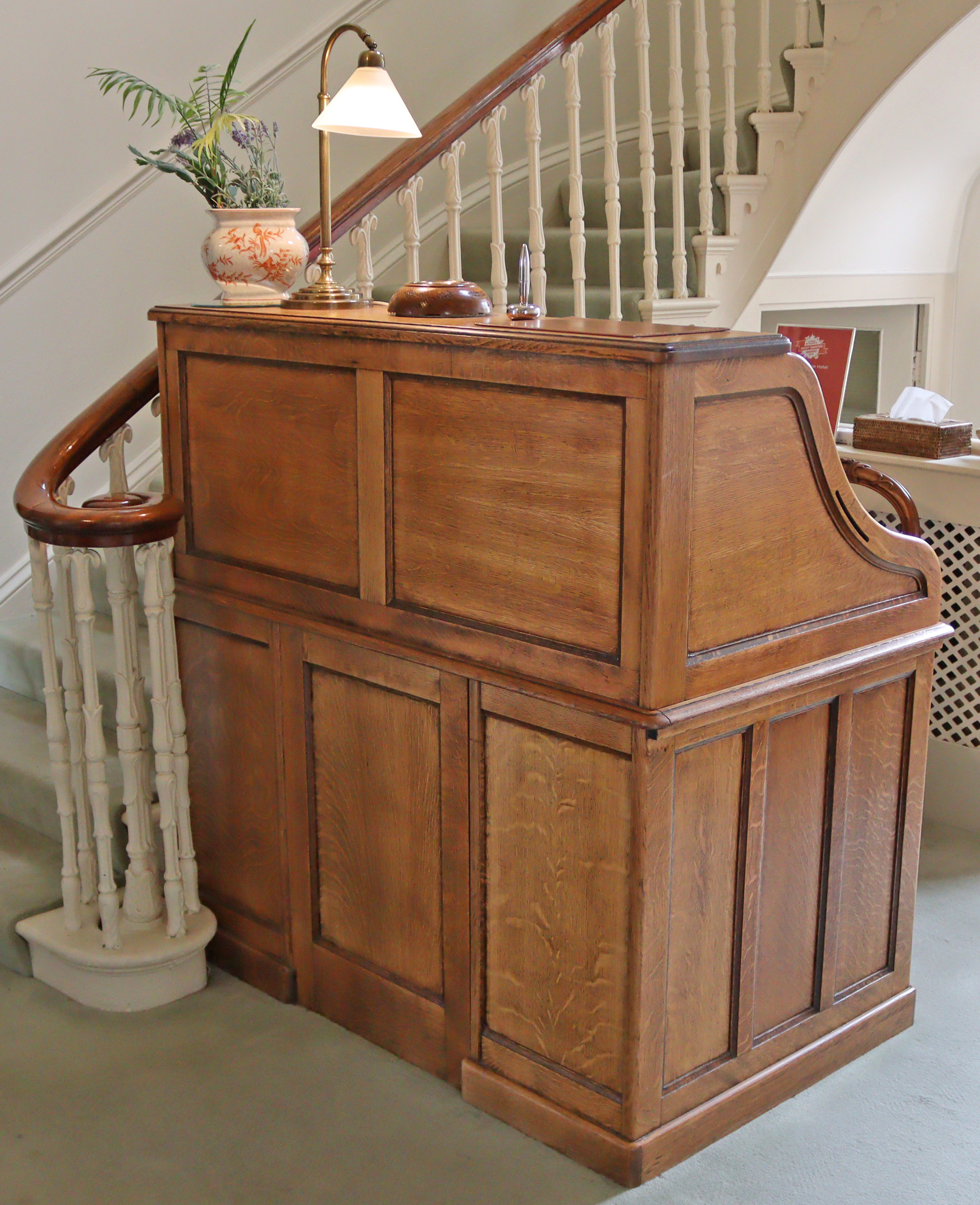 A late 19th/early 20th century Cutler oak roll-top desk with fitted interior enclosed by tambour - Image 2 of 3