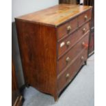 A 19th century mahogany chest, fitted two short & three long graduated drawers with brass cup