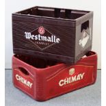 Two Belgian Trappist Monk plastic beer crates “Chimay” & “Westmalle”; together with various other
