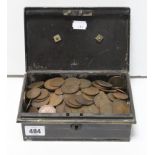 A quantity of mostly British pre-decimal bronze coins.